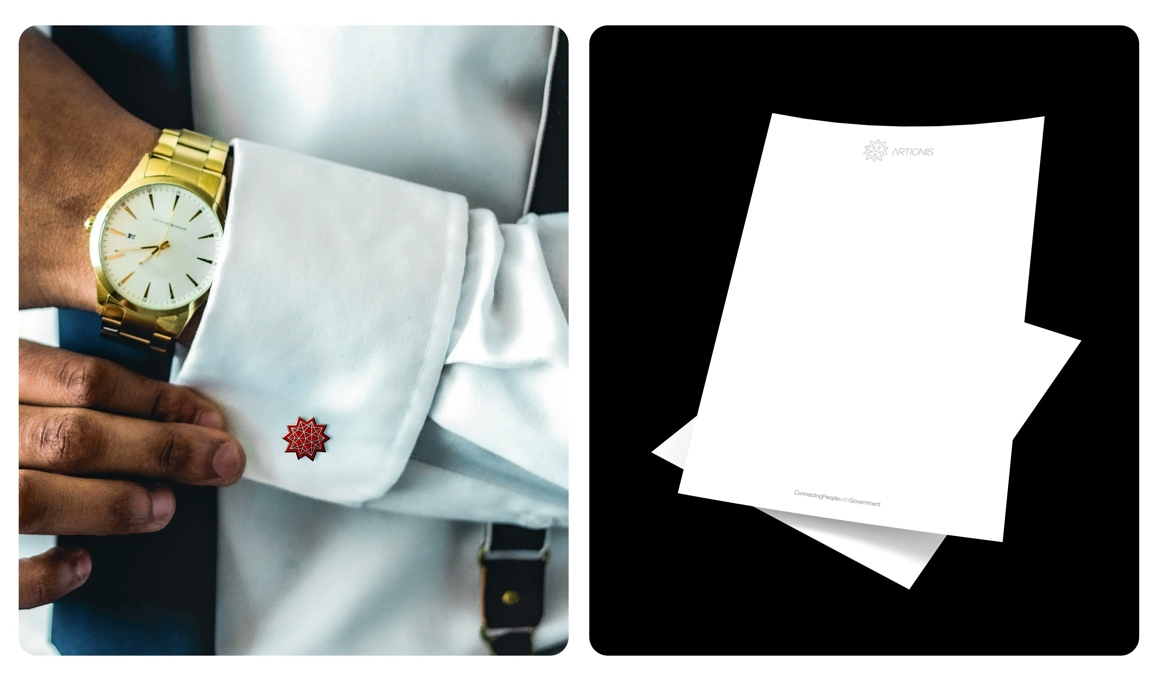 Artionis cufflinks and letters